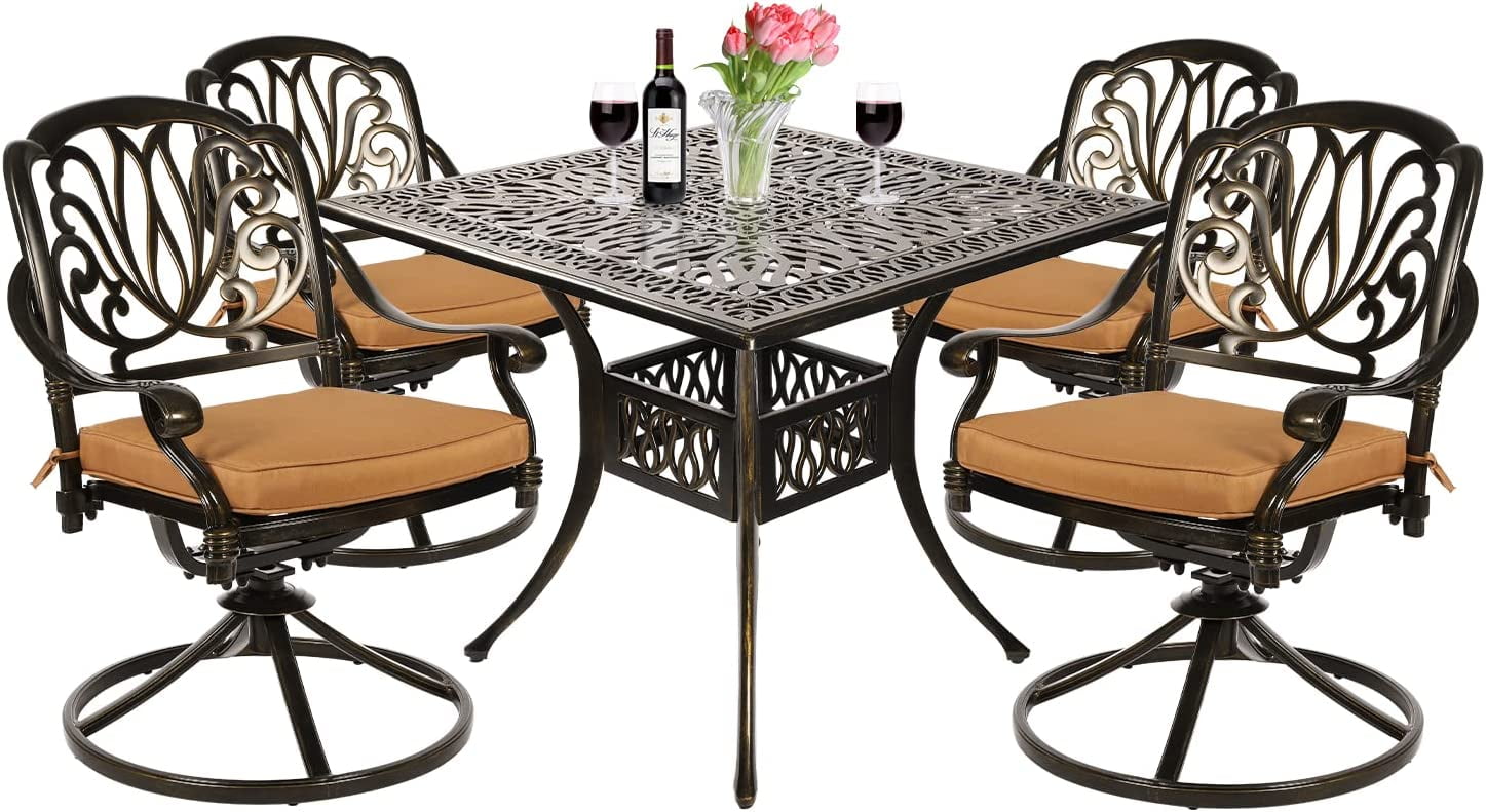 VIVIJASON 5Piece Outdoor Patio Dining Set, AllWeather Cast Aluminum