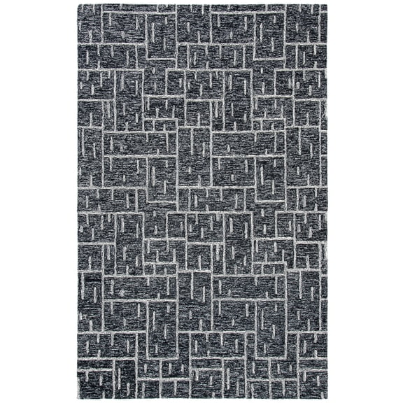 SAFAVIEH Cambridge Claudia Geometric Wool Area Rug, Black/Ivory, 5' x 8'