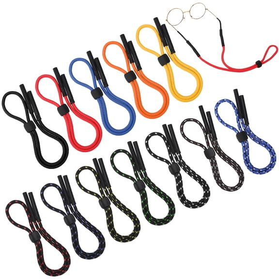 Abaima 12 Pcs Sport Glasses String Straps, 26 Inch Adjustable Braided Eyeglasses Lanyard, Anti-Slip Silicone Tube Sunglasses Holder Cords for Sports Daily Use