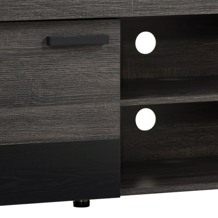 CorLiving - Joliet Duotone TV Bench for TVs up to 95" - Distressed Carbon Grey, Black Duotone
