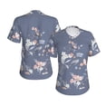 thumbnail image 3 of Yiaed Watercolor Flowers Butterfly Print Women's T Shirt V-Neck Short Sleeve Shirt Casual Breathable Tee Summer Tops-, 3 of 5