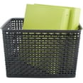 Advantus Plastic Weave Bins, Large, Black, Pack of 2