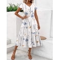 thumbnail image 5 of Zeagoo Midi Dresses for Women Casual Short Sleeve Long V Neck Button Down Tiered Dress with Pockets, 5 of 6