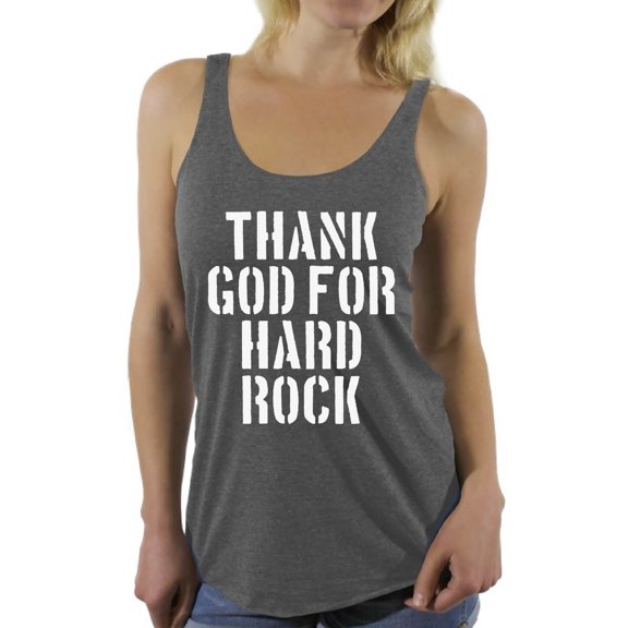 Awkward Styles Thank God for Hard Rock Racerback Tank Top for Women Christian Clothes for Ladies Religious Womens Racerback Tank Top Hard Rock Clothing God Tanks T Shirt for Her Thank God Ladies Shirt