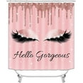 thumbnail image 2 of 4PCS Hello Gorgeous Shower Curtain Set, Hot Pink High Heels Lipstick Makeup Fashion Girls Women Bathroom Decor, Waterproof Fabric Black Shower Curtain, Non-Slip Bath Mat Toilet Rug, Hot Pink, 2 of 7