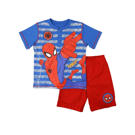 Marvel Infant & Toddler Boys Swinging Spiderman Baby Outfit Blue & Red Web Set