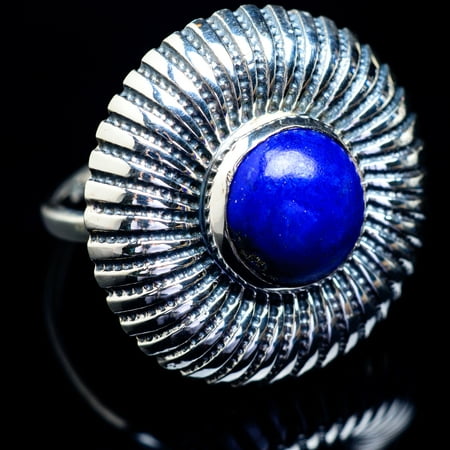 Large Lapis Lazuli Ring Size 8.25 (925 Sterling Silver)  - Handmade Boho Vintage Jewelry RING4972