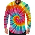 thumbnail image 1 of T-shirts d'Automne pour Homme Col Rond Manches Longues Hauts Imprimé Teinture sur Nœuds Blouses d'Automne, 1 of 5