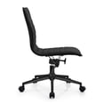 thumbnail image 6 of 2xhome Set of 2 Mid Back Height Modern Home Office Chair, Ribbed PU Leather Seat with Swivel Tilt Adjustable Ergonomic Computer Desk Chair, All Black, 6 of 14