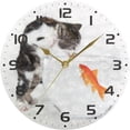 thumbnail image 6 of Dreamtimes Cat Koi Fish Wall Clock, 10 Inch Silent Non Ticking Round Clock Oil Painting Clock Easy to Read Clock for Living Room Bedroom Bathroom Home Decor, 6 of 7