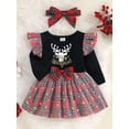 thumbnail image 4 of ZAXARRA Tenue de Noël pour Bébé Filles, Robe à Carreaux Imprimé Renne + Bandeau, 4 of 9