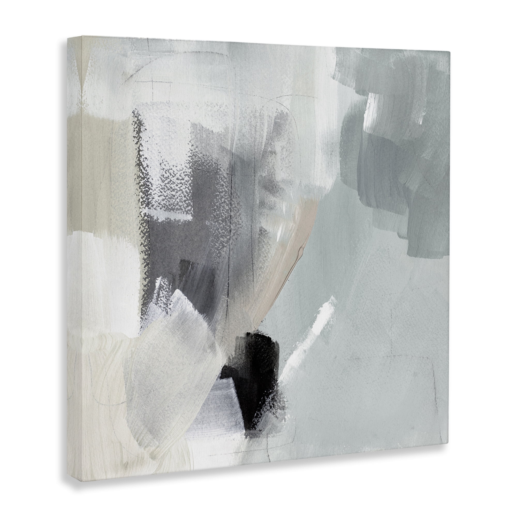 Stupell Industries Quiet In Grays Abstract Painting Wrapped Canvas Art Print Wall Art, 24 x 24