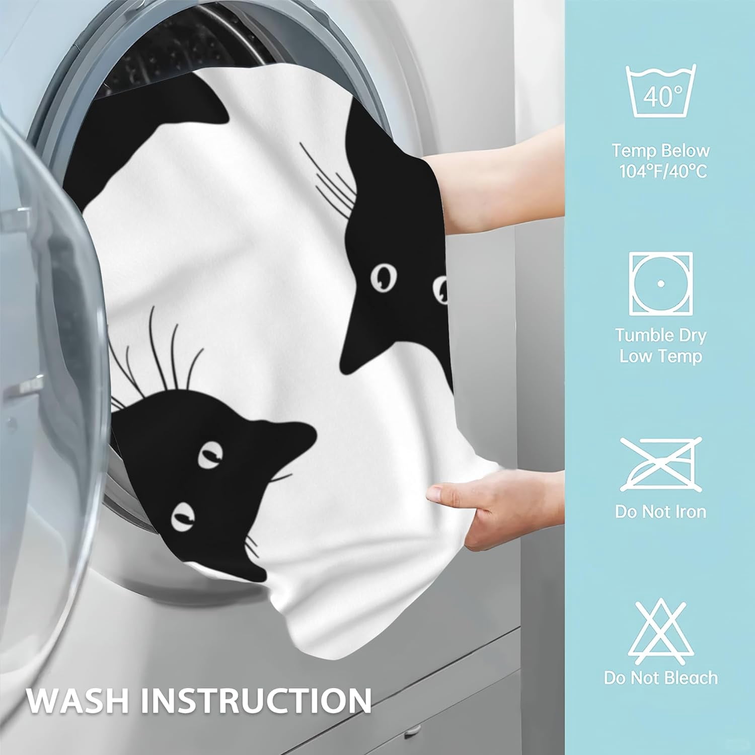 Black Cat Hand Towels Set of 2,Cats Fingertip Towel Polyester Cotton Soft Bath Hand Towels for Bathroom Kitchen Hotel Spa Hand Towels 14"X28"