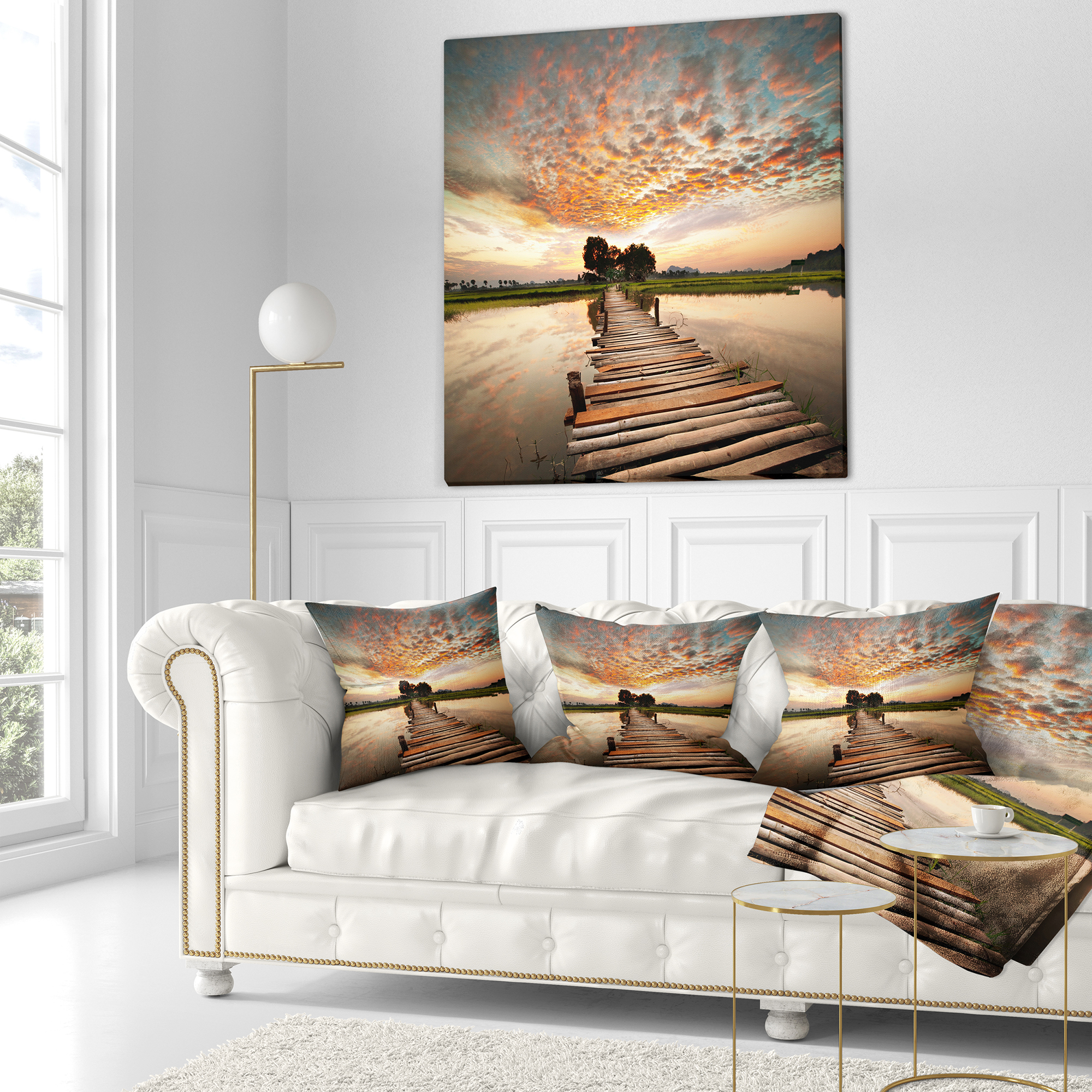 Designart 18" x 18" Multi-color Bridge Pier Polyester Throw Pillow