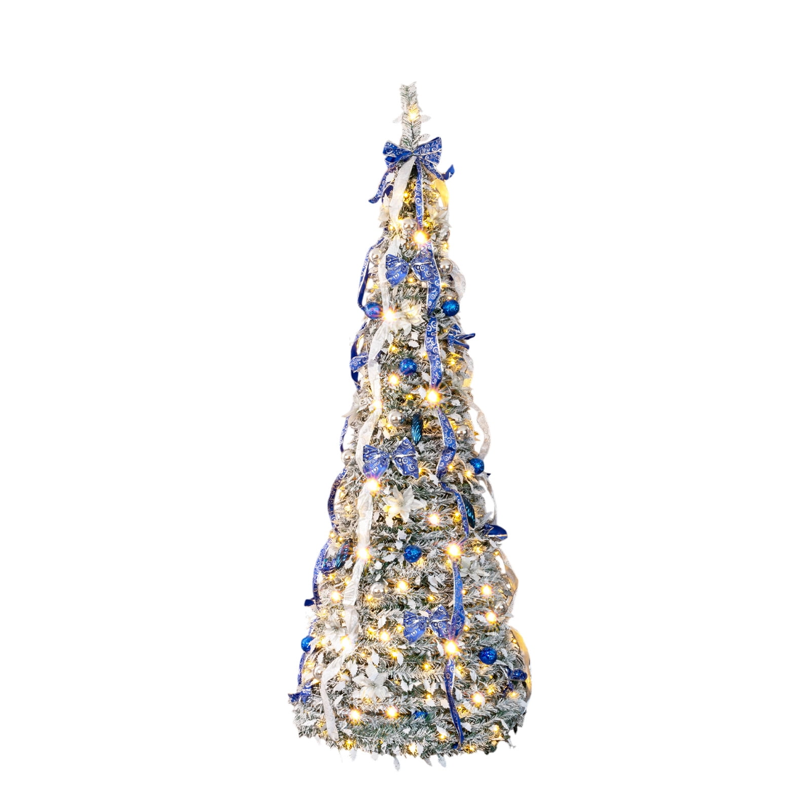 7ft Snow Flocked Pop-Up Christmas Tree with 200 LED Lights 8 Modes
