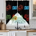 thumbnail image 4 of Game Controller Kitchen Window Curtains, Swag Curtains Valance for Bedroom Living Room Bathroom, Modern Art Gaming Handheld Black Rod Pocket Window Treatment Curtain Block Drapes 2 Panels 36"x36", 4 of 9