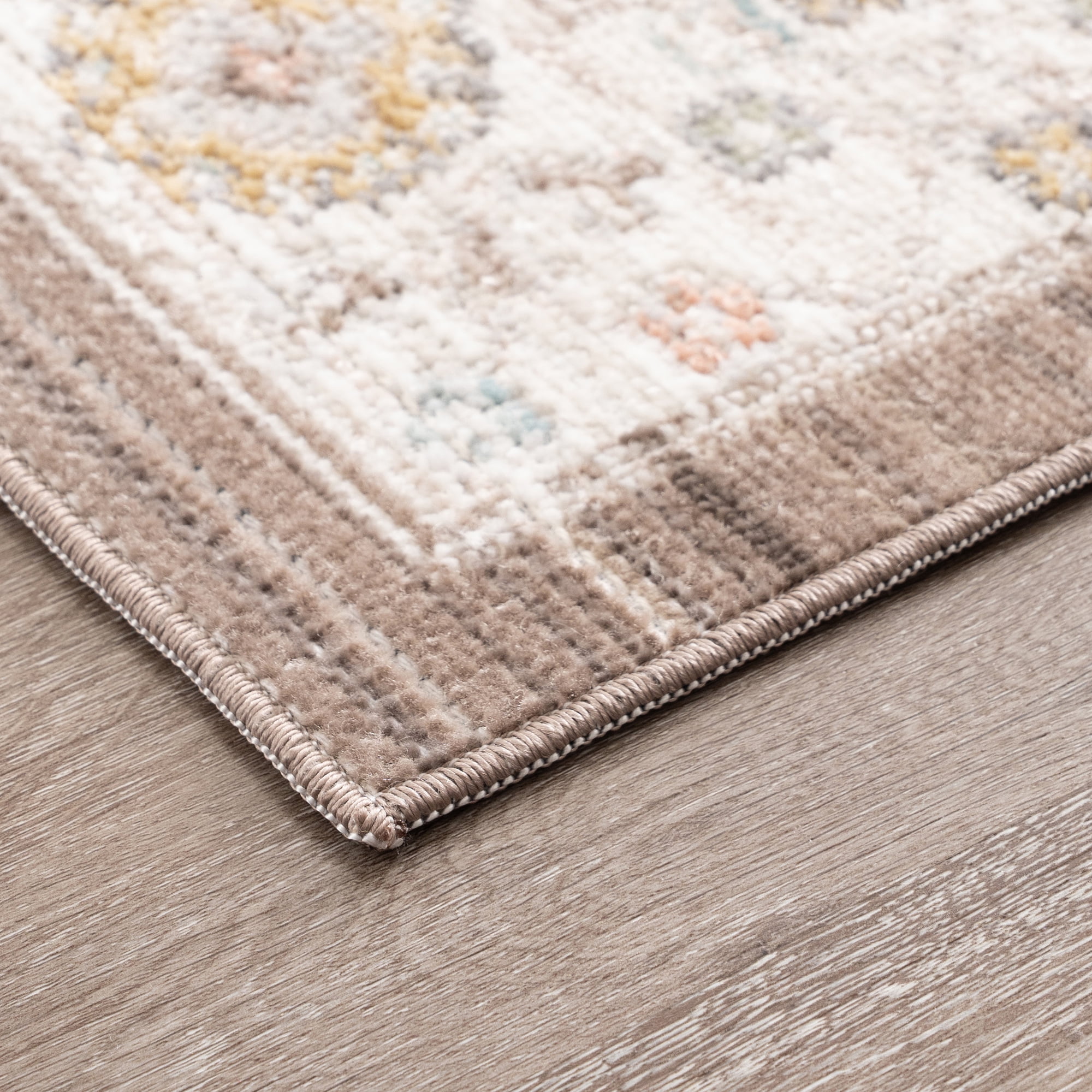 Crestwood Traditional Oriental 8x10 Brown and Aqua Polyester Indoor Area Rug, 7'10'' x 9'4''