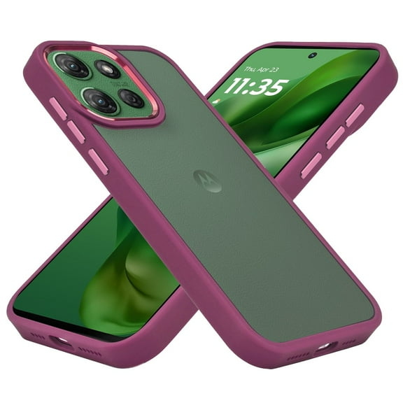 For Motorola Moto G 5G 2025 Slim Fit Hybrid Transparent Thick Acrylic with Metal Buttons Frame Protective Hard PC   TPU Shockproof Cover, XPM Phone Case [Burgundy]