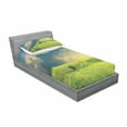 thumbnail image 3 of Ambesonne Landscape Fitted Sheet & Pillow Sham Set, Summer Spring Rural, Full, Blue Green, 3 of 3