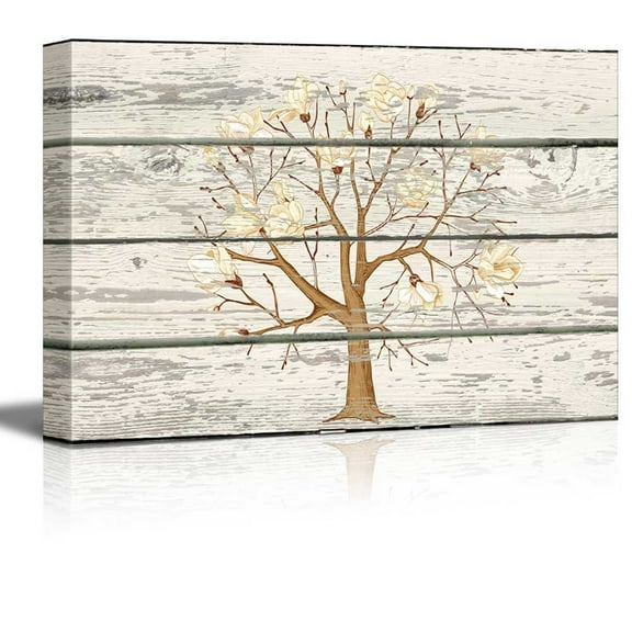 wall26 - Cherry Blossom Tree Cross Hatch Artwork - Rustic Canvas Wall Art Home Art - 32x48 inches