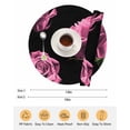 thumbnail image 6 of 15 Inch Round Placemats Set of 4, Pink Rose Non Slip Heat Insulation PP Table Mats, Vintage Abstract Garden Flower Floral Black Washable Place Mats for Kitchen Dining Party Table Decor, 6 of 7