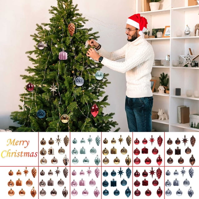 Xihbxyly 12 Adornos Navideños para Árbol de Navidad, Bolas de Plástico Brillantes, Reutilizables, para Colgar En El Árbol, Ideales para Oficinas, Hoteles y Mansiones. Juego de 12.