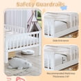 thumbnail image 4 of Twin Size Platform Bed with Storage Headboard  3 Side Guardrails，Wood Platform Bed with Double Drawer Storage, for Children's Room, Bedroom, White, 4 of 9