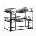 thumbnail image 7 of Twin Over Twin Over Twin Triple Bunk Bed Frame, Heavy Duty Detachable Bunk Beds for 3, Metal 3 Bunk Beds with 2 Ladder & Guardrail for Teens Adults (Black), 7 of 7