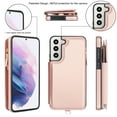 thumbnail image 3 of Compatible with Samsung Galaxy S22 Crossbody Wallet Phone Case,RFID Blocking PU Leather Shockproof Phone Case Women Men Kickstand flip Back Wrist Strap Zipper Credit Card Holder Slots,Rosegold, 3 of 8