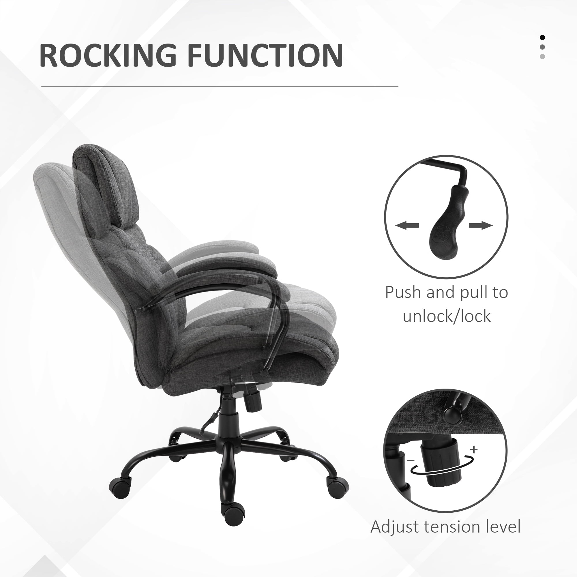 vinsetto ergonomic big and tall fabric office chair