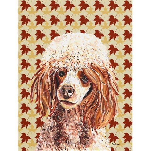 Carolines Treasures SC9675CHF Red Miniature Poodle Fall Leaves Flag Canvas House Size