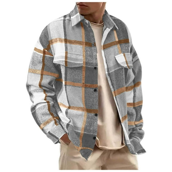 UYYX Mens Flannel Shirts Long Sleeve Button Up Shirt Men Mens Flannel Shirts Long Sleeve Lightweight Plaid Shirt Casual Button Down Shirts Jacket XL