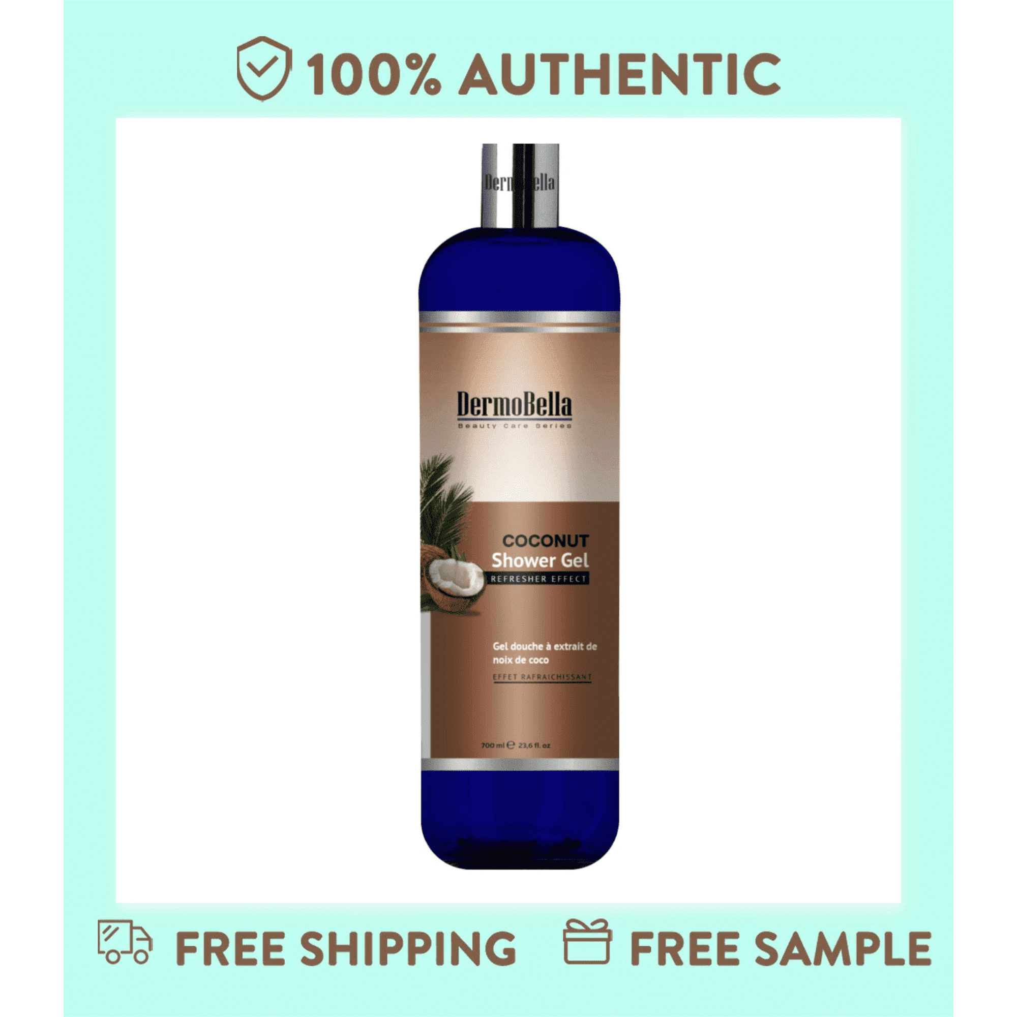DERMOBELLA Coconut Shower Gel, Deep Moisturizing & Cleansing Body Wash, Refresher Effect, 700ml (23.6 fl oz), 2 Pack