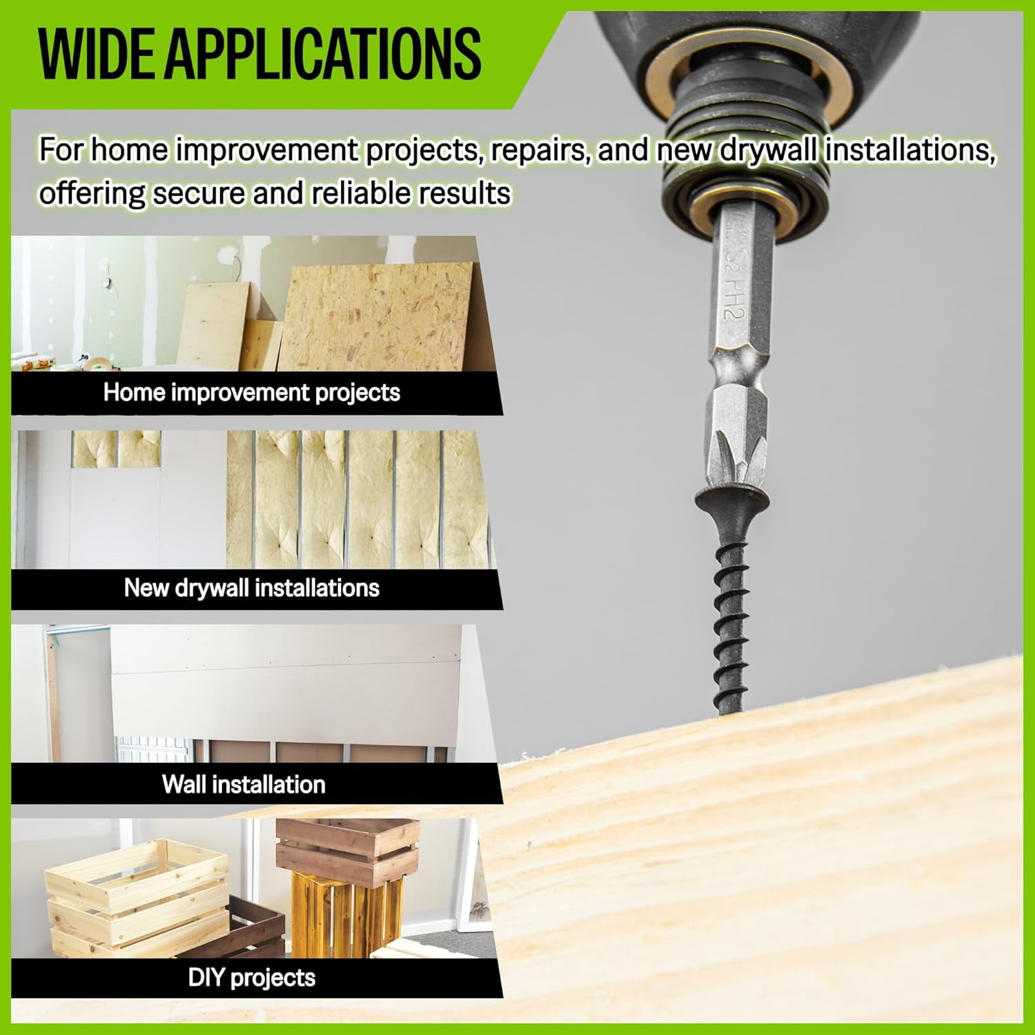 MEITE Drywall Screws, #6 x 1-1/4" Coarse Thread Wood Screws for Drywall, Wood and Furniture (5 LBS)