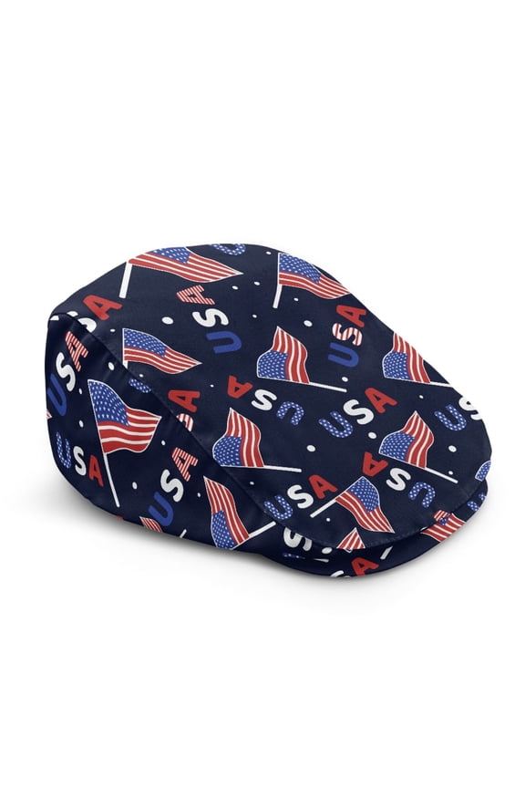 Lightweight Wrinkle-Resistant USA Flag Print Vintage Newsboy Cap for Men, Durable All-Weather Headwear for Sun Shade & Wind Protection, Ideal for Year-Round Daily Use, Father's Day