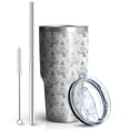 thumbnail image 2 of 30oz Light Blue Christmas Snowman Pattern Tumblers Stainless Steel Tumbler with Lid and Straw,Vacuum Insulated Double Wall Travel Tumbler Cups Mug with Cleaning Brush for Coffee,Tea, 2 of 7