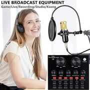 Podcast Microphone Bundle, BM800 Microphone Kit with Live Sound Card, Condenser Microphone & DJ Mixer with Adjustable Mic Suspension Scissor Arm, Shock Mount & Filter for Studio Recording & Broadcas