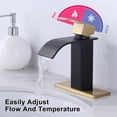 thumbnail image 3 of Wowow Waterfall Bathroom Faucet Gold and Black Faucet for Bathroom Sink Single Handle Mixer Tap Lavatory Vanity Faucet with Deck Plate, 1 or 3 Hole, 3 of 6
