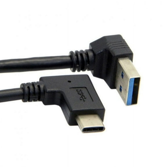 JSER Reversible USB 3.1 USB-C Angled to 90 Degree Down Angled A Male Data Cable for Macbook Tablet Mobile Phone