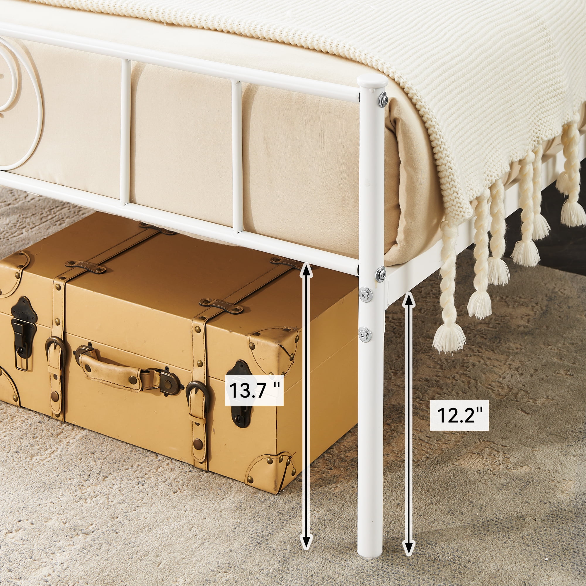 King Size Bed Frame with Headboard and Footboard,Bed Frame King Size,Metal Bed Mattress Foundation,Under Bed Storage,No Box Spring Needed