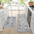 thumbnail image 4 of Assaile 2 x 6 ft Polyester Wool Spinning Gray Rectangular Hallway Bathroom Entryway Foldable Geometric Printed Persian Washable Area Rug, 4 of 8