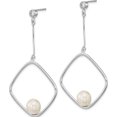 thumbnail image 2 of Sterling Silver Rhod-Plated 7-8mm White Rice Fwc Pearl Cz Dangle Earrings (57.9 X 30.17) Made In China qe16353, 2 of 5