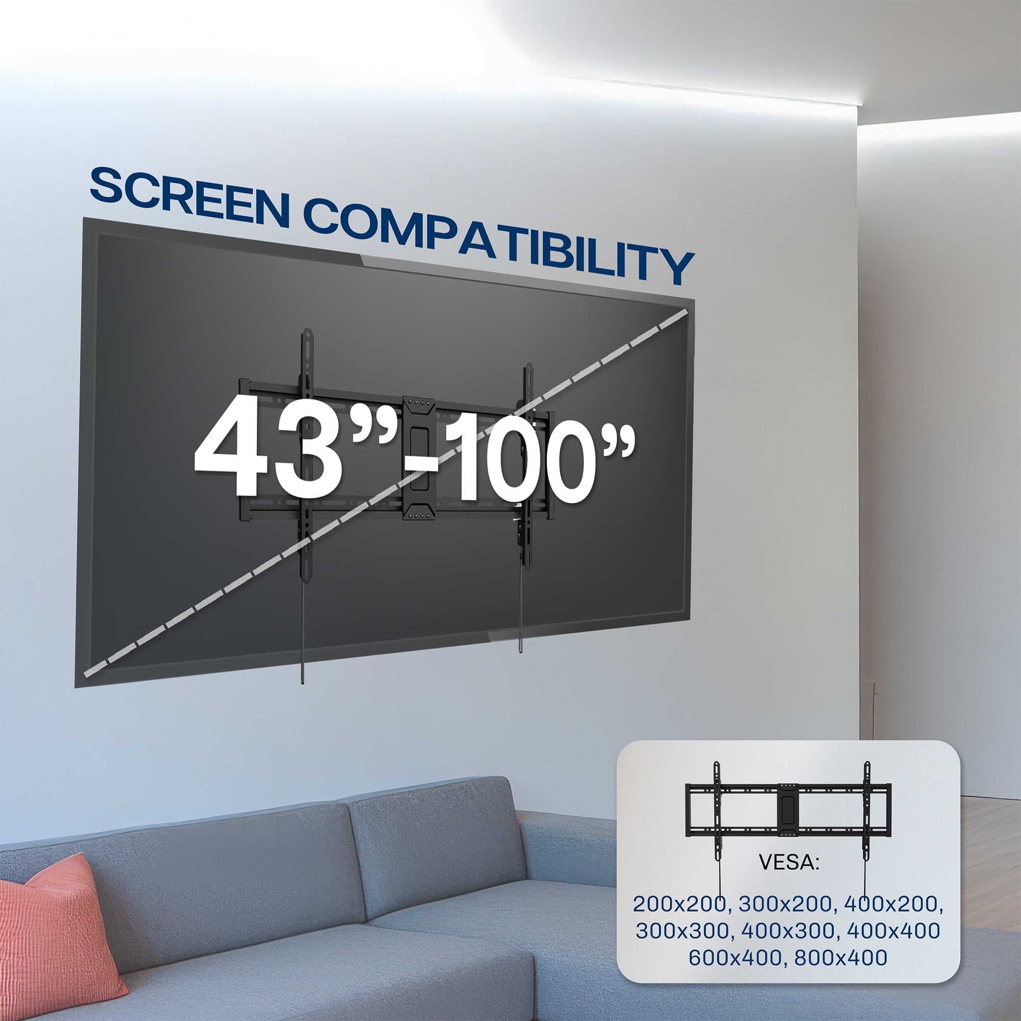 VIVO Ultra Heavy Duty 43" to 100" TV Wall Mount, Curved and Flat Panel Screens