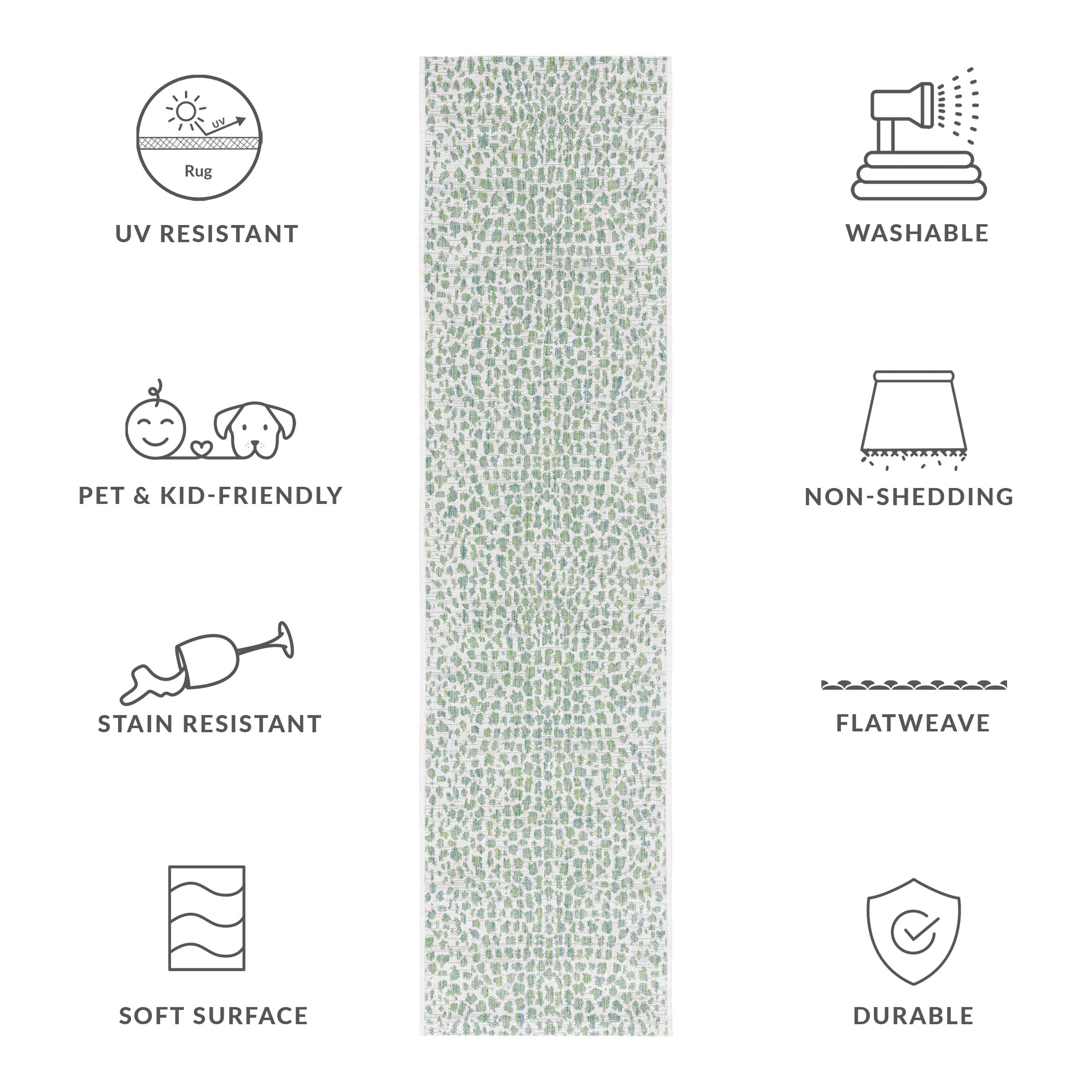 Safavieh Courtyard Karina Animal Indoor/Outdoor Runner Rug, Ivory/Green, 2'3" x 6'7"