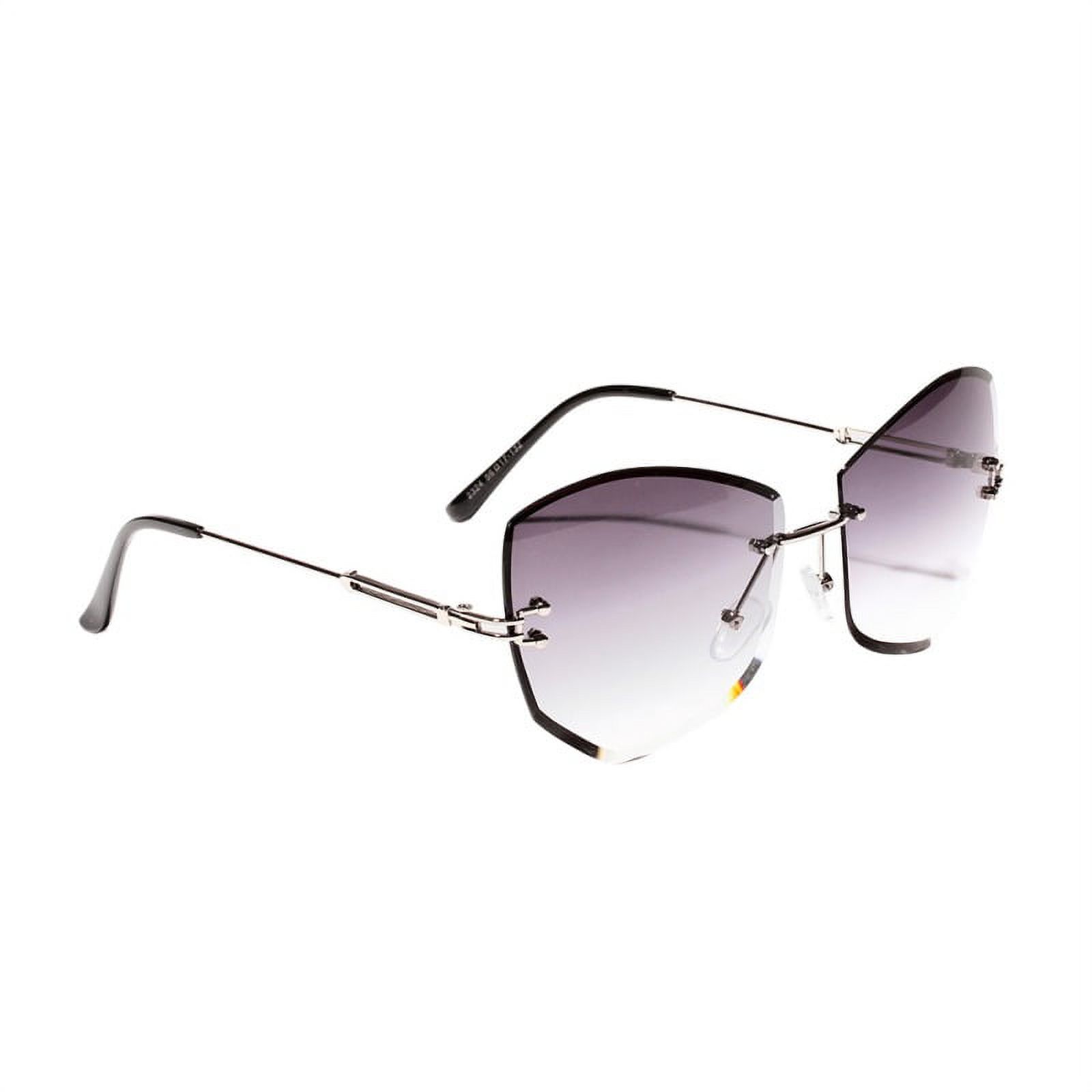 Women Shades Rimless Sunglasses Cat Eye Diamond-shaped Lens Sunglass Metal Frame Sunglasses for Women Men - image 2 of 4