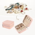thumbnail image 2 of REGALWOVEN Travel Accessory Box, Mini Portable PU Leather Accessory Organizer Case Storage Display Holder Nude Pink, 2 of 7