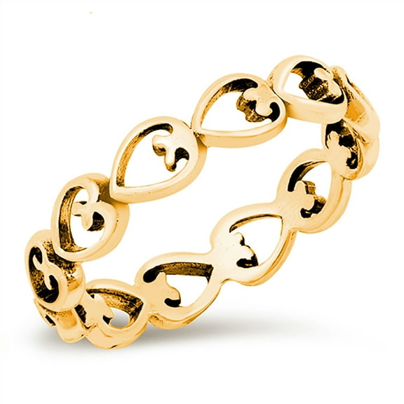 All in Stock Gold-Tone Sterling Silver Open Hearts Eternity Ring Size 9