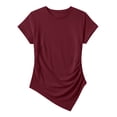 thumbnail image 6 of GUACER Womens Short Sleeve Shirts Asymmetrical Pointed Hem Crop Tops, Stretchy Crew Neck Slim Fit Casual Everyday Blouses, 6 of 8