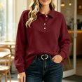 thumbnail image 6 of NominalSnug Women's Collared Sweatshirt Button Down Lightfleece Lined Loose Fit Long Sleeve Casual Pullover, 6 of 7