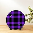 thumbnail image 6 of Disketp Purple Buffalo Plaid Ceramic Plate Dinner Plates Bone China Decorative Plates Art Ceramic Ornaments for Wall Hanging Decoration -7in, 6 of 6